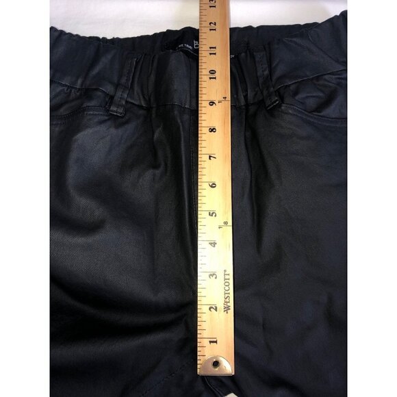 Bevy Pants Size 25 Pull On Coated Cotton Stretch Skinny Black High Waist Edgy - Picture 5 of 10